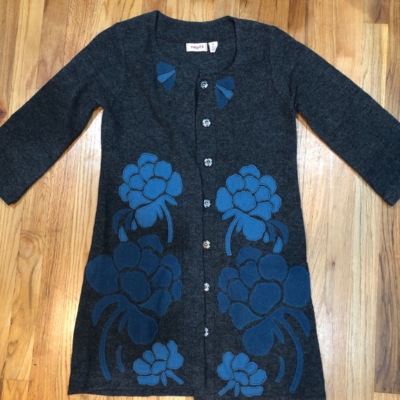 Anthropologie blue & grey merino wool snap jacket - Picture 4 of 14